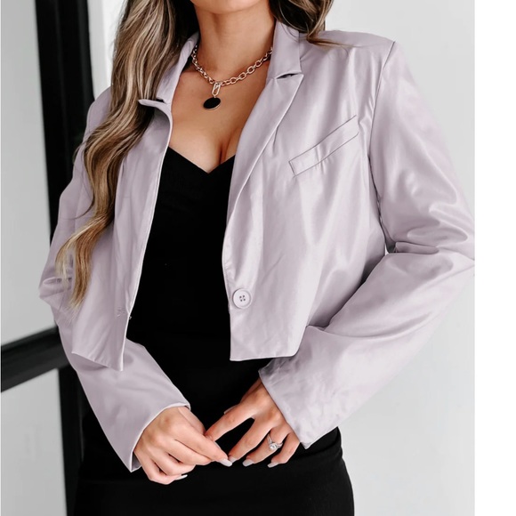 Faux Leather Crop Jacket - Picture 4 of 11